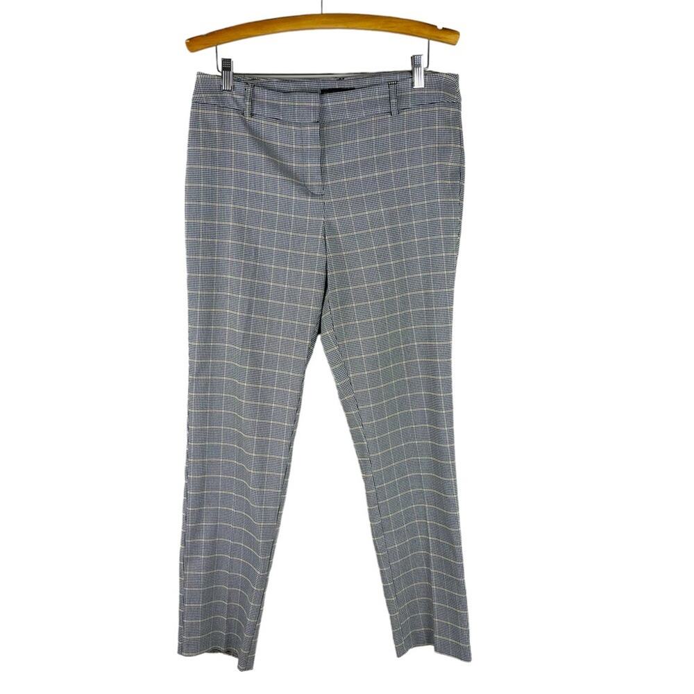 Counterparts black white yellow plaid check stretch preppy high waisted pants 10